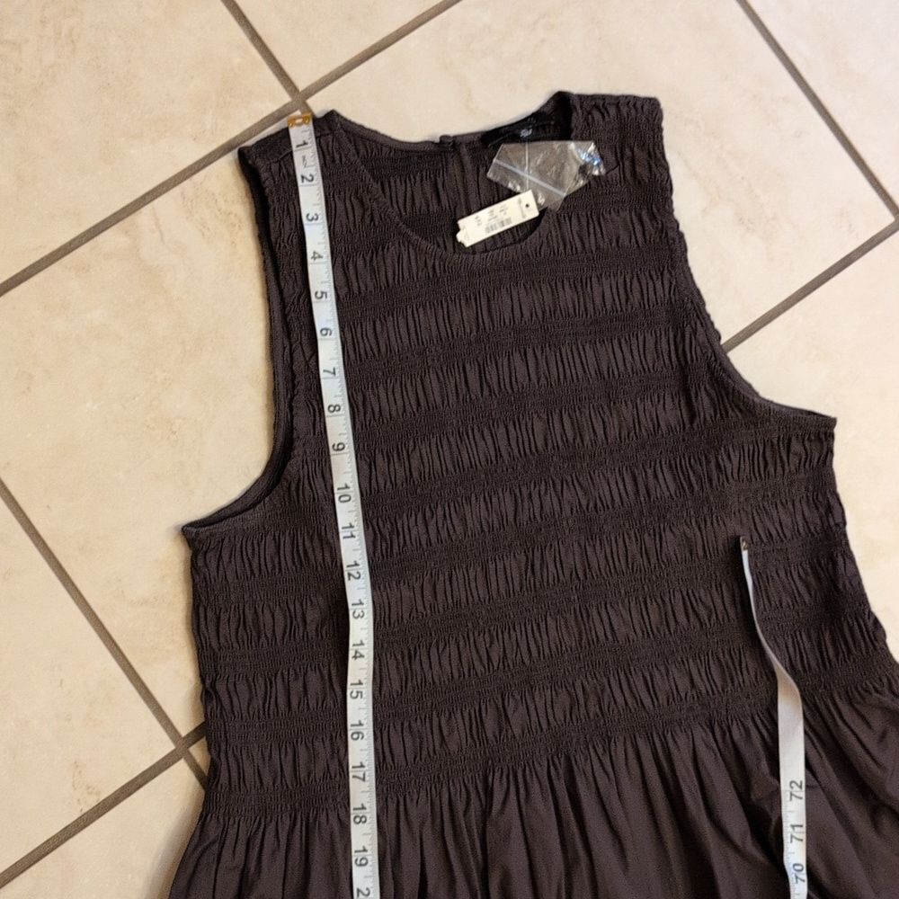 NWT Madewell The Melody Smocked Mini Dress Roasted Chicory Brown Size XL - Picture 9 of 13